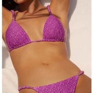 Vix Lyra Beads Tri Purple Floral Bikini Top